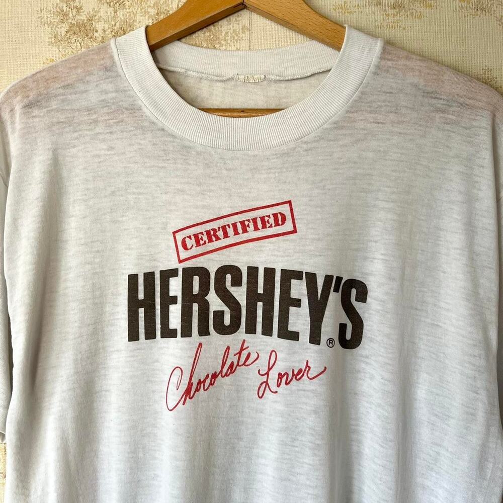 Vintage 1980s Hershey's T-Shirt | Chocolate Lover Threadbare Promo | L